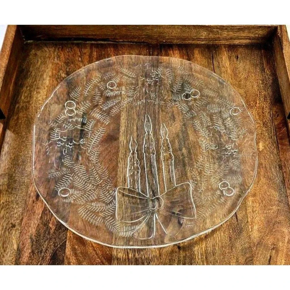 Vtg Pilgrim Glass Holiday Serving Platter‎ Christmas Dish ~12